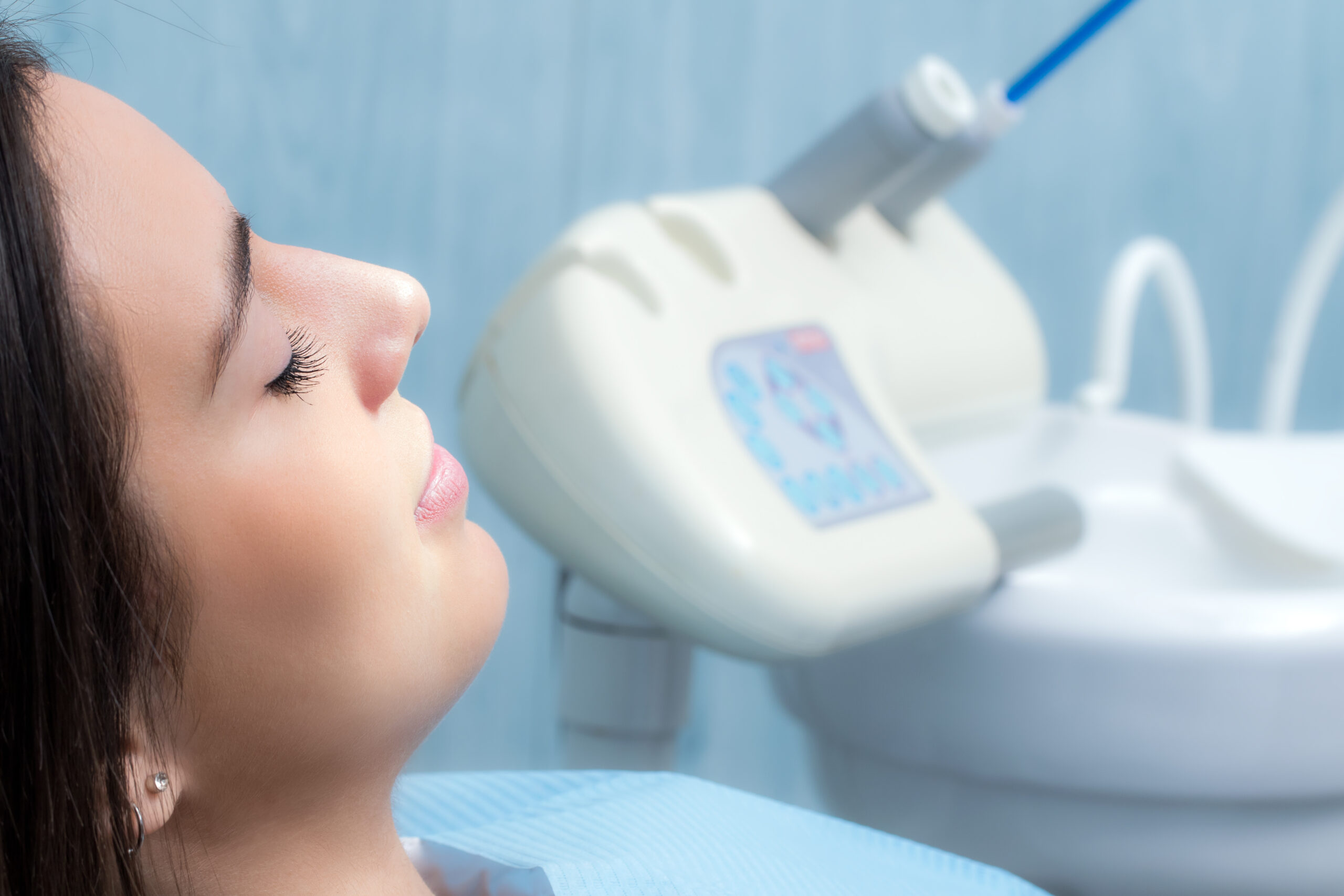 closeup of a relaxed young woman, dental sedation